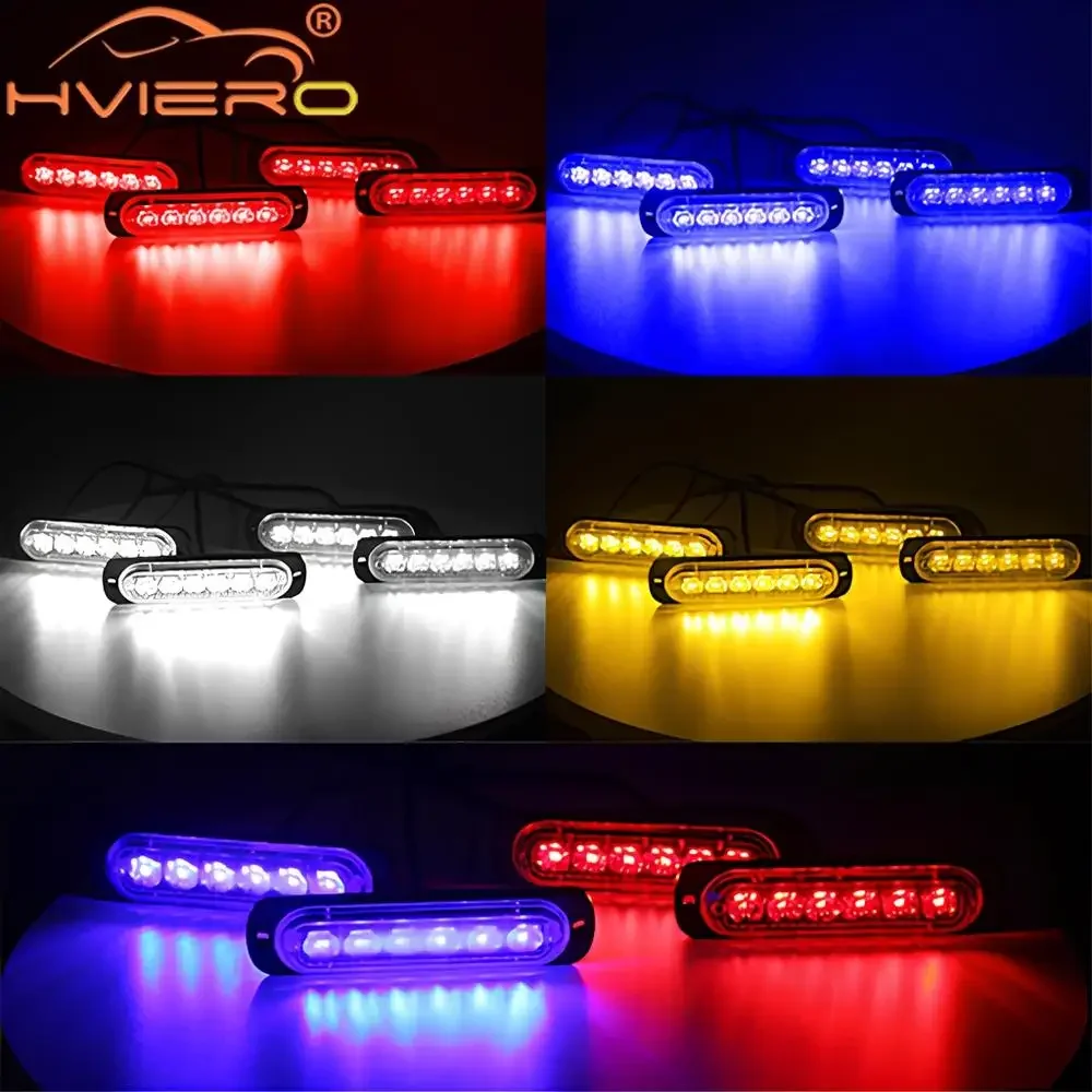 Auto Drag 6LED Strobe Car Emergency Flashing Lamp 12V -24V Trailer Truck Warning Lights Wireless Remote Signal Multiple Colors