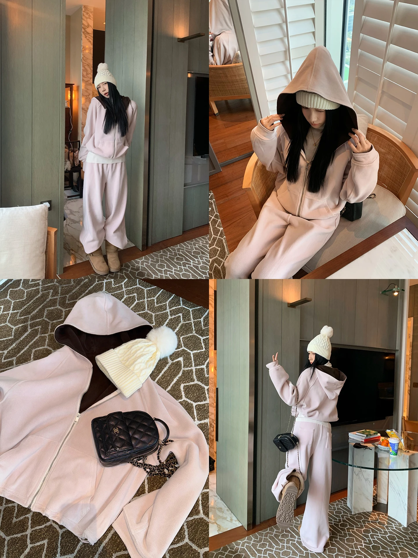 

Двусторонний утепленный флисовый комплект: толстовка и брюки, в стиле колор-блок, повседневный, модный женский ансамбль, зимний, теплый, с длинными рукавами