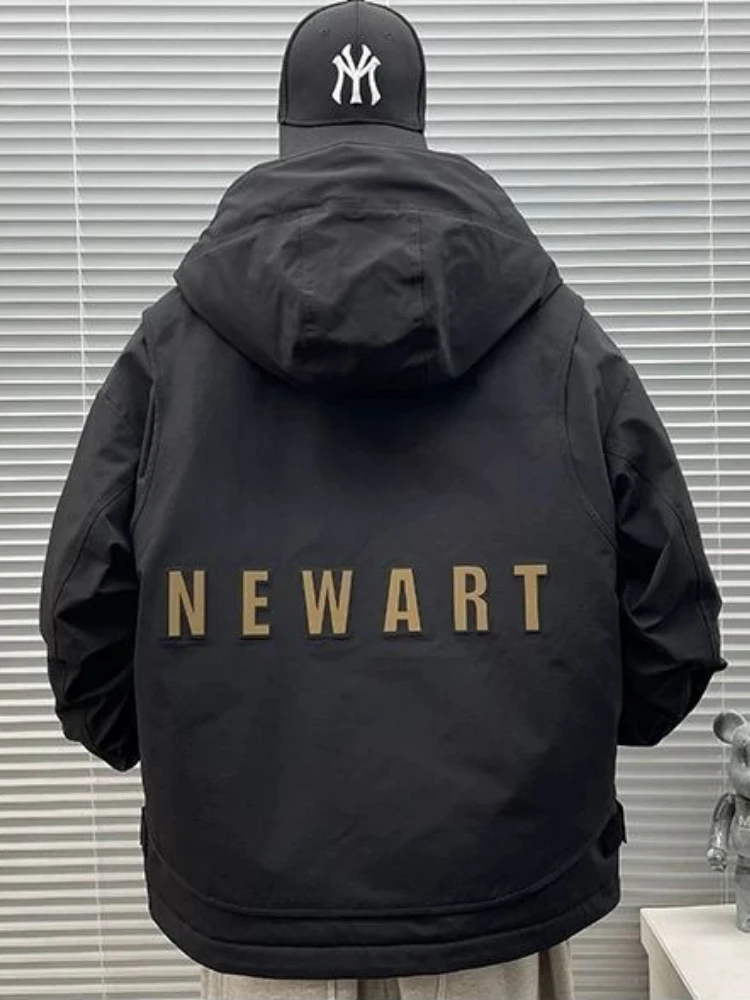 Winter Men Jacket Warm Coat Hooded Cargo Puffer Jacket Luxury High-end Multi-pocket Windproof Outerwear Outdoor Windbreaker