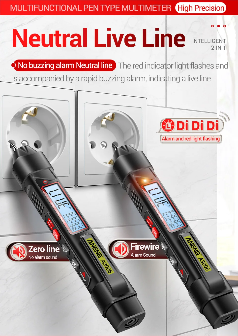 ANENG A3006 Multimeter Testpen AC/DC Spannung Kapazität Widerstand 4000 Zähler Multimeter NCV Induktiver Strom DIY Tester – Detail 3