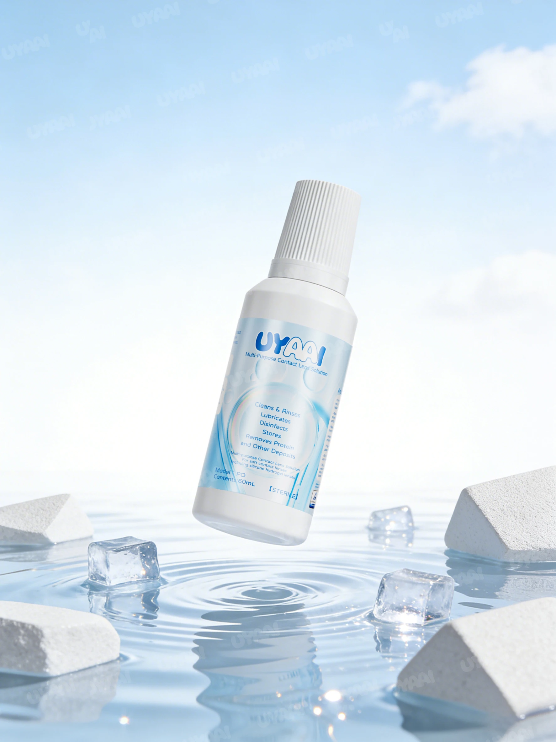 Nova marca solução de lentes de contato enfermagem borneol 60ml para olhos lentes de contato água pupila limpeza cuidados de saúde lentes solução