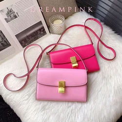 High Quality Female Crossbody Clutch Bag Luxury Split Leather Clasp Long Wallet Box Messenger Purse Organizer Phone Tofu Handbag