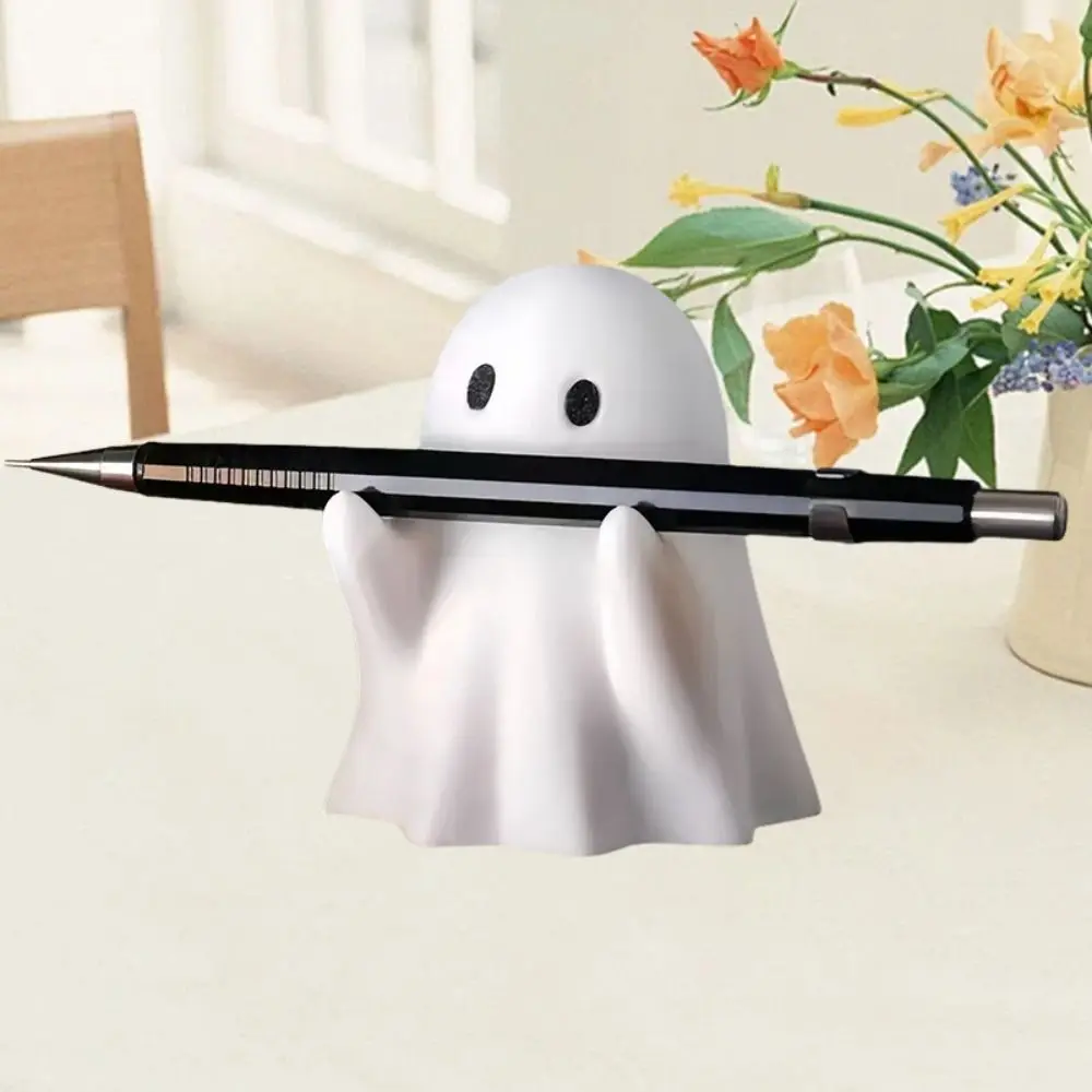 Cute Ghost Pen Holder Creative Funny Desktop Decoration Ornament Decorative Portable Little Ghost Statue Stationery