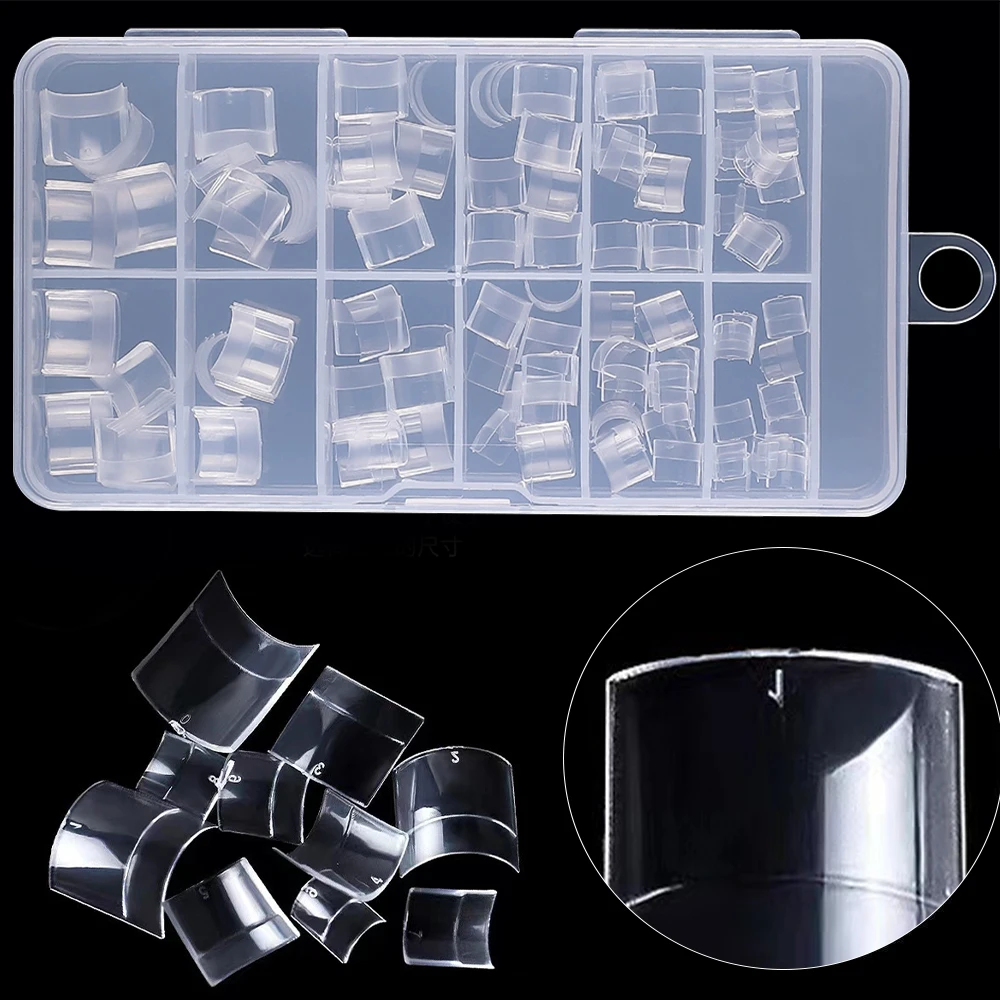 120pcs Short Square Nail Tips Clear Half Cover Acrylic False Nails 12Sizes Short Coffin Press-On Nail for Acrylic Nail Extension