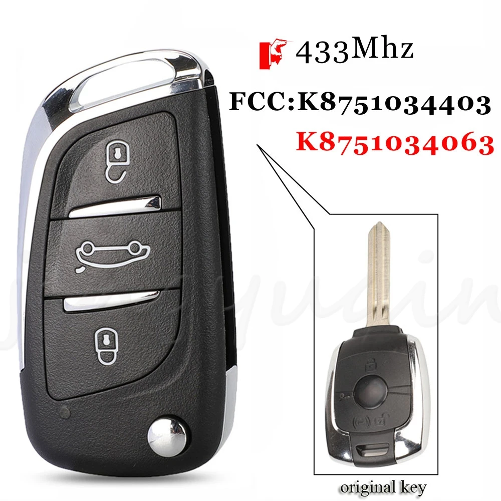 Jingyuqin 3 Tasten Fernbedienung Für Ssangyong Schlüssel Mit Elektronik 433 Mhz Actyon Kyron Rexton Korando Uncut Klinge Auto Schlüssel – Detail 1