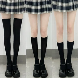 Solid Color Black White Long Socks Women Stockings JK Girls Thigh High Socks Lolita Kawaii Knee High Socks Thigh High Stockings
