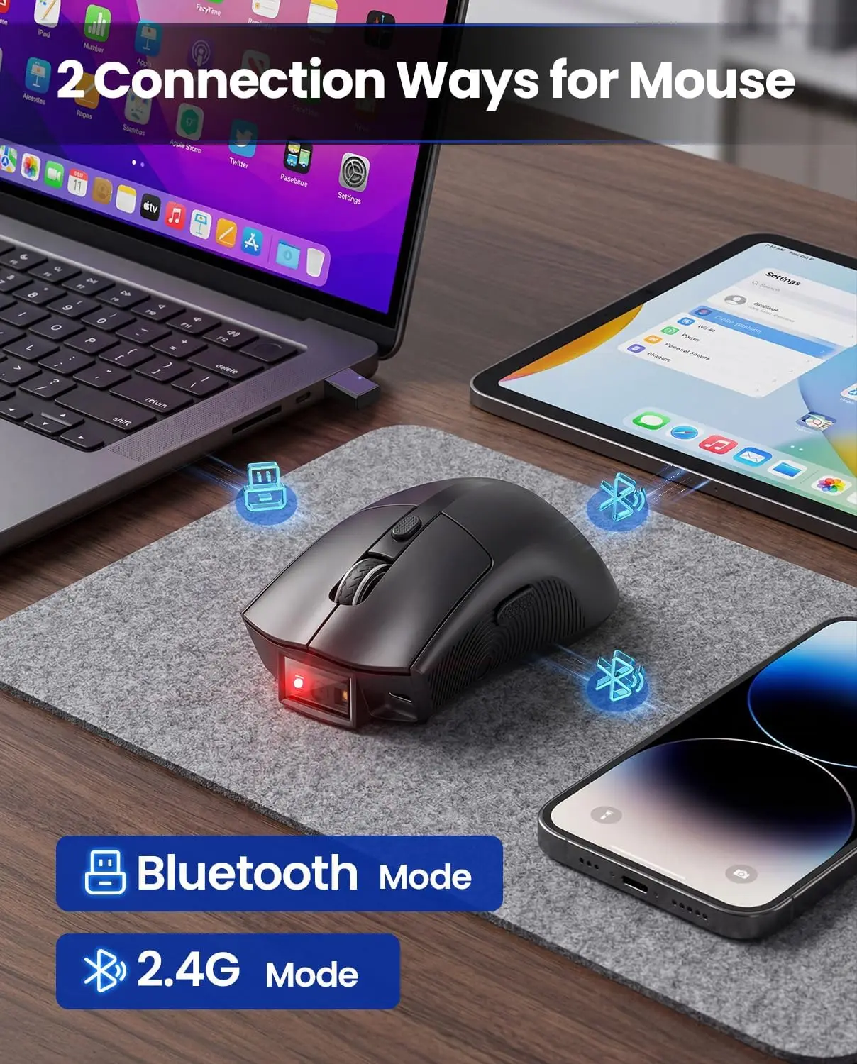 Eyoyo Wireless Mouse 1D 2D Barcode Scanner Portable Bluetooth QR Bar Code Reader 2-in-1 Scanner&Mouse Combo,1200mAh Battery