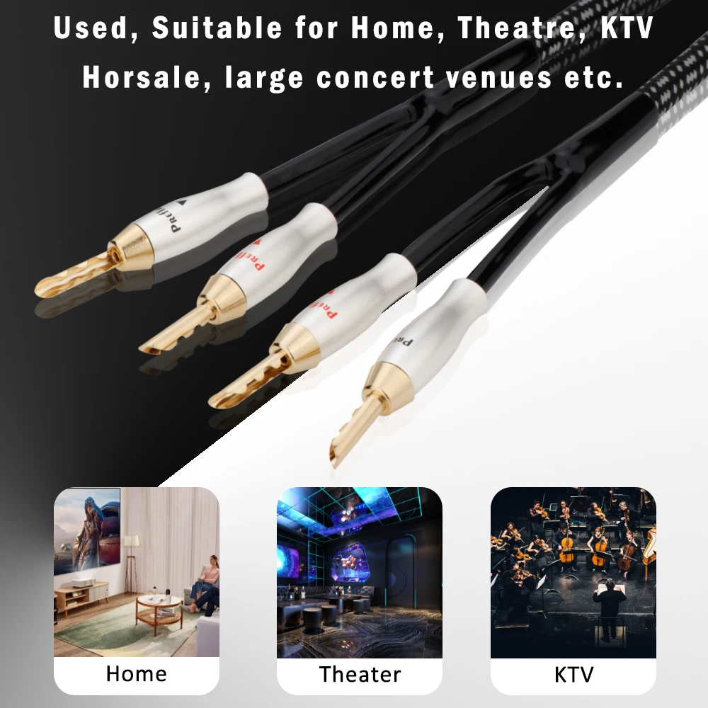 

Кабель для акустических систем Preffair L315 HIFI, 1 пара, посеребренный, высококачественный провод OCC, Y-образный штекер, банановый штекер для Hi-Fi систем