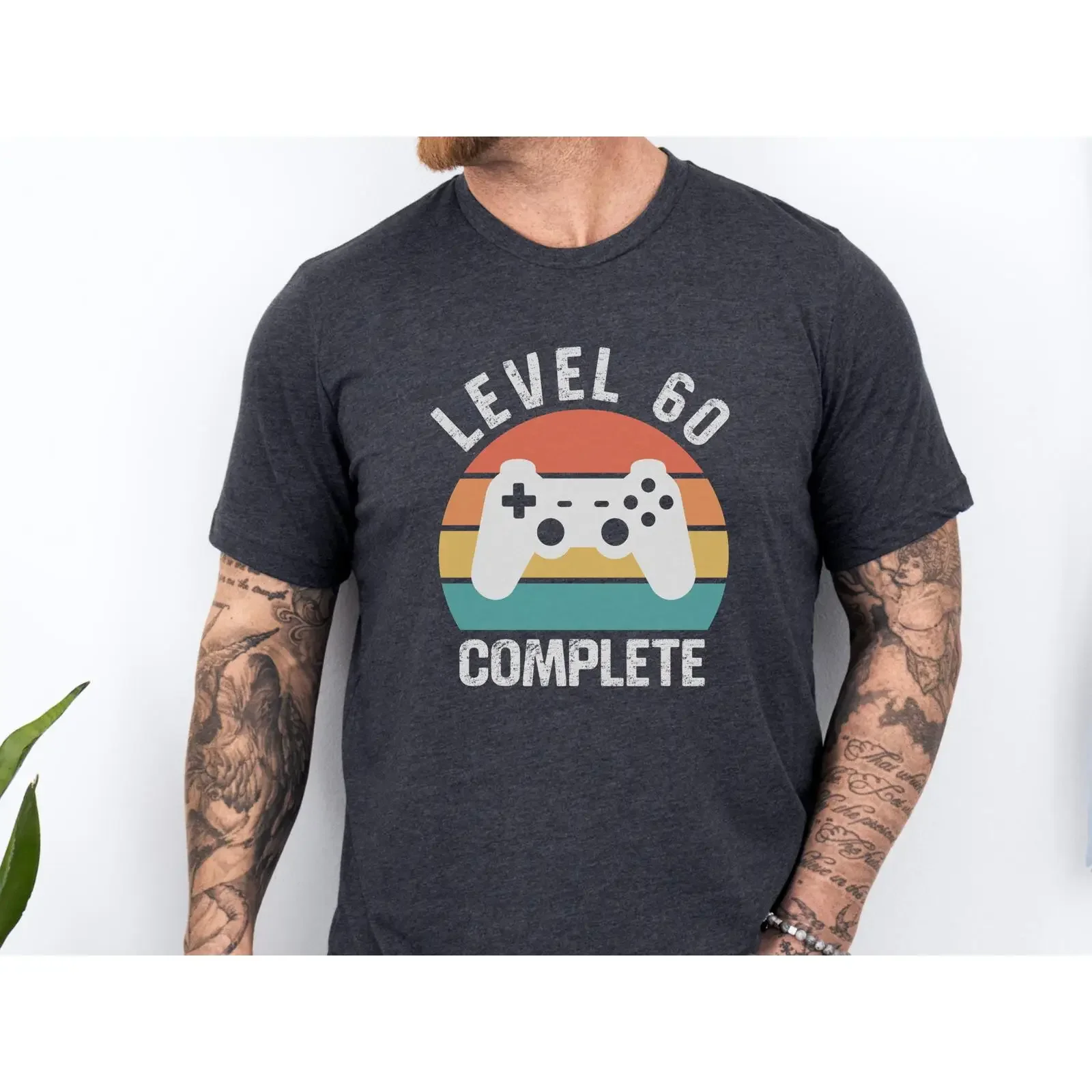 Level 60 Complete T Shirt Retro Gaming Gamer Birthday Present Achievement Unlocked Video Game Apparel vintage Washed
