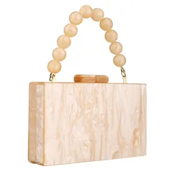 Pearl Marble Acrylic Box Evening Bags Handbags Women Clutch Bag Luxury Gorgeous Handmade Purses Wedding Party Beach Flap