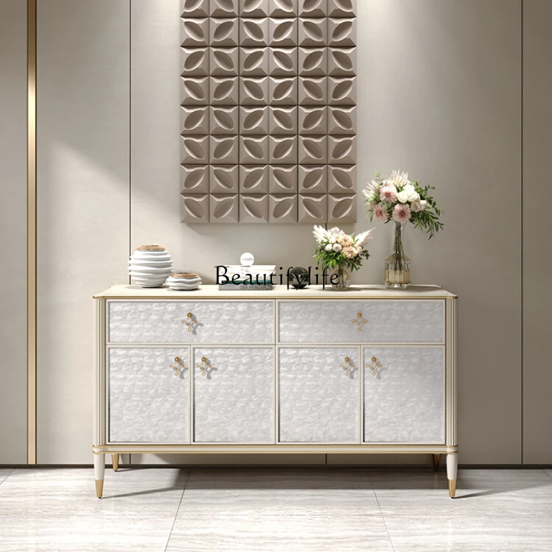 American Light Luxury Shell Sideboard Modern Minimalist Solid Wood Decorative Storage Cabinet