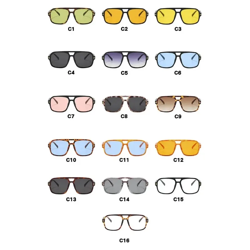 Vintage Classic Brand Designer Double Bridge Square Sunglasses Women For Men Male Luxury Sun Glasses Punk Big Frame Shades UV400 image 6
