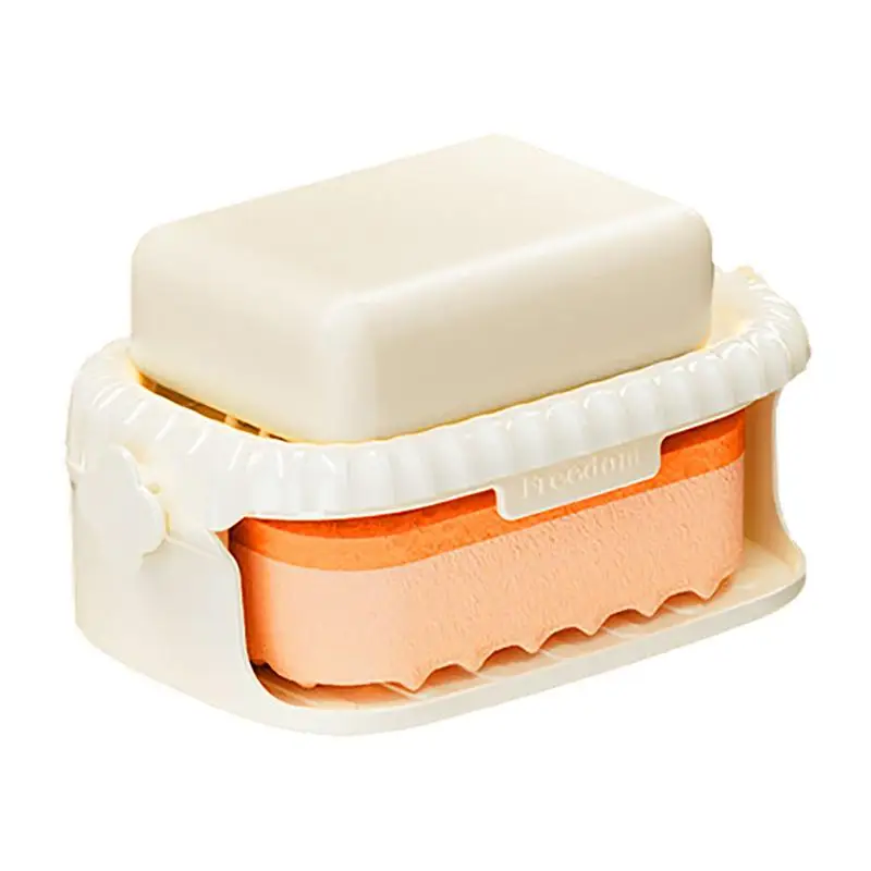 

Wall Mounted Double Layer Soap Dish Punch-Free Drawer Draining Holder Kitchen Sponge Storage Box Bathroom Organizer