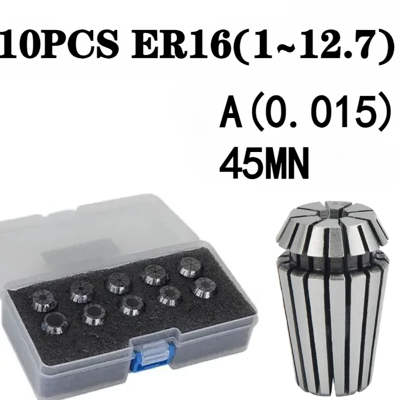 

10PCS ER16 Spring Collet SET 1mm-12mm A ER Chuck Set Precision 0.015 Tool Holder ER16 Spring Collet ER16 Collet Chuck Set