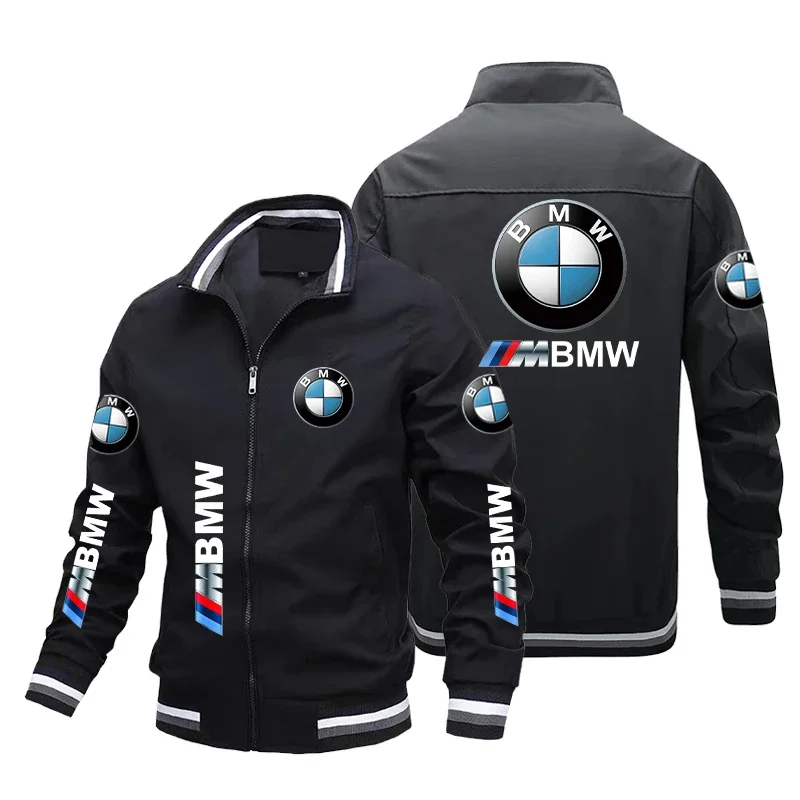 Jaqueta de motocicleta masculina com logotipo impresso BMW, roupas esportivas Windproof extragrande, jaqueta casual de ciclismo, Harajuku, 2024