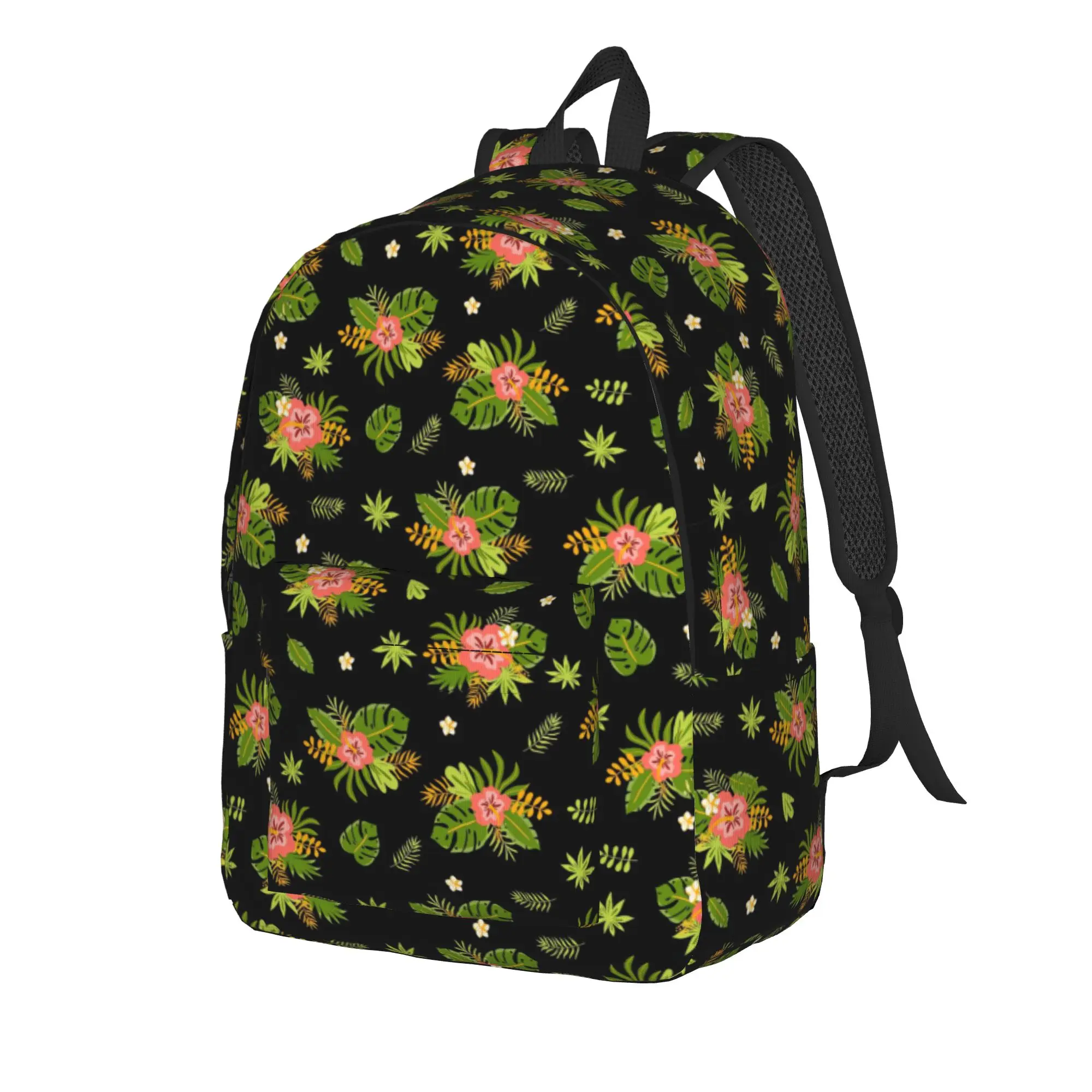 Floral Tropical Flowers Leaves  Dark Summer   Backpack Unisex  Lightweight Backpacks Polyester Cool High School Bags Rucksack