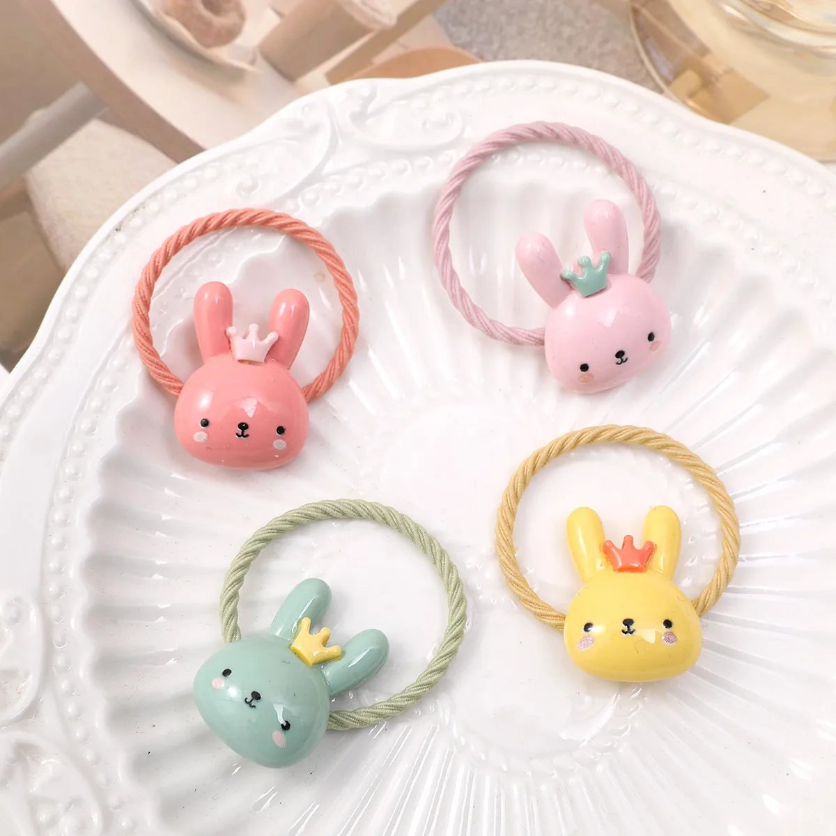 5pcs korean style chill bunny hair ties for women cute hair accessories for girls female barrettes