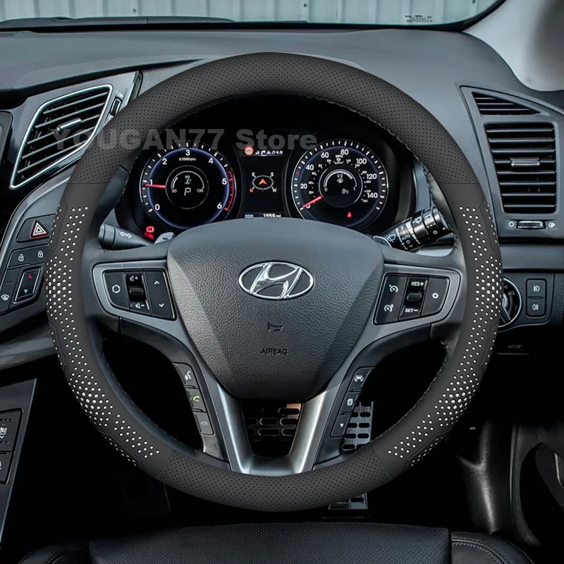 Leather Car Steering Wheel Cover For Hyundai i40 Tourer i10 i20 N Line 2012-2024 Covers For Covers Auto Hyundai Accessories view 3