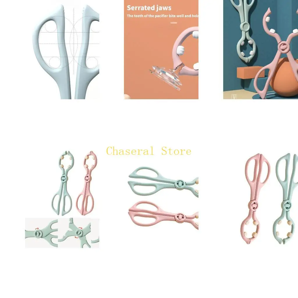 E7CE Bottle Pickup Tongs 2 Piece Set with Grip Pads Easy to Use for Baby Feeding