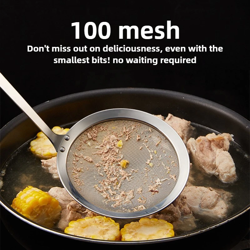 1 Pack Skimmer Spoon 304 Stainless Steel Grease Filter Spoon, Kitchen Cooking Fine Mesh Food Strainer for Filtering Oil and Foam view 4