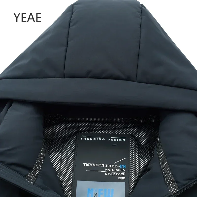 YEAE Mid-length Down Jacket Men's 2024 New Winter Thickened Solid Color Hooded Men's Jacket Men's Coat Cold Protection