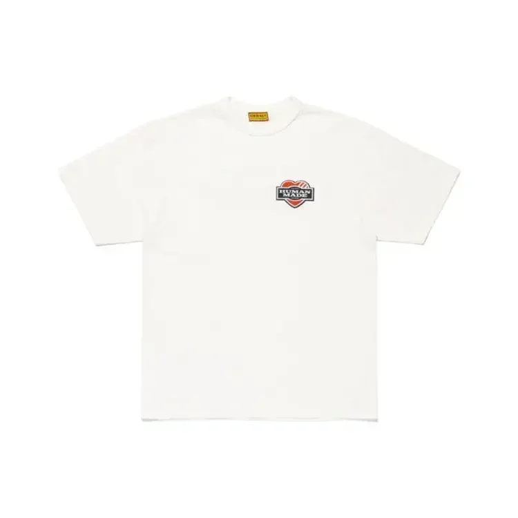 HUMAN MADE FW25 Chest Duck Printed Double Collar Short Sleeve T-shirt for Men and Women, Made of Pure Cotton , Trendy