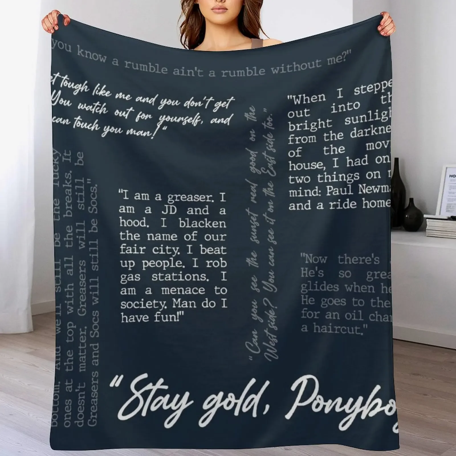 

Outsiders Word Cloud - Stay Gold Ponyboy Throw Blanket Camping Comforter warm for winter Plaid Blankets