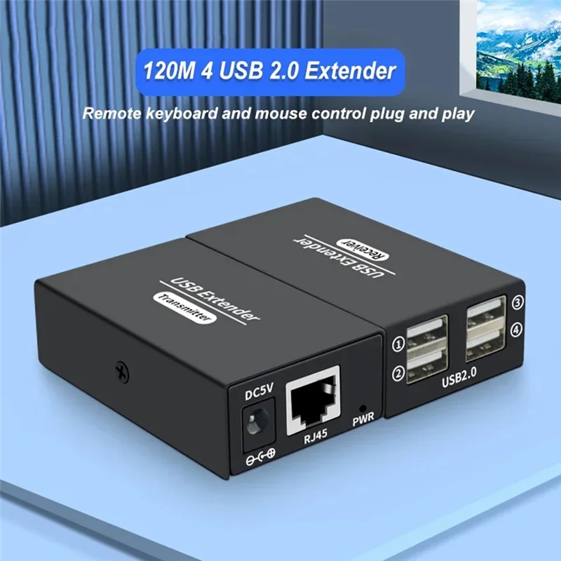 AEE7-120M 4 portas usb extensor sobre ethernet rj45 cat6 cabo hub adaptador conversor para teclado mouse impressora scanner