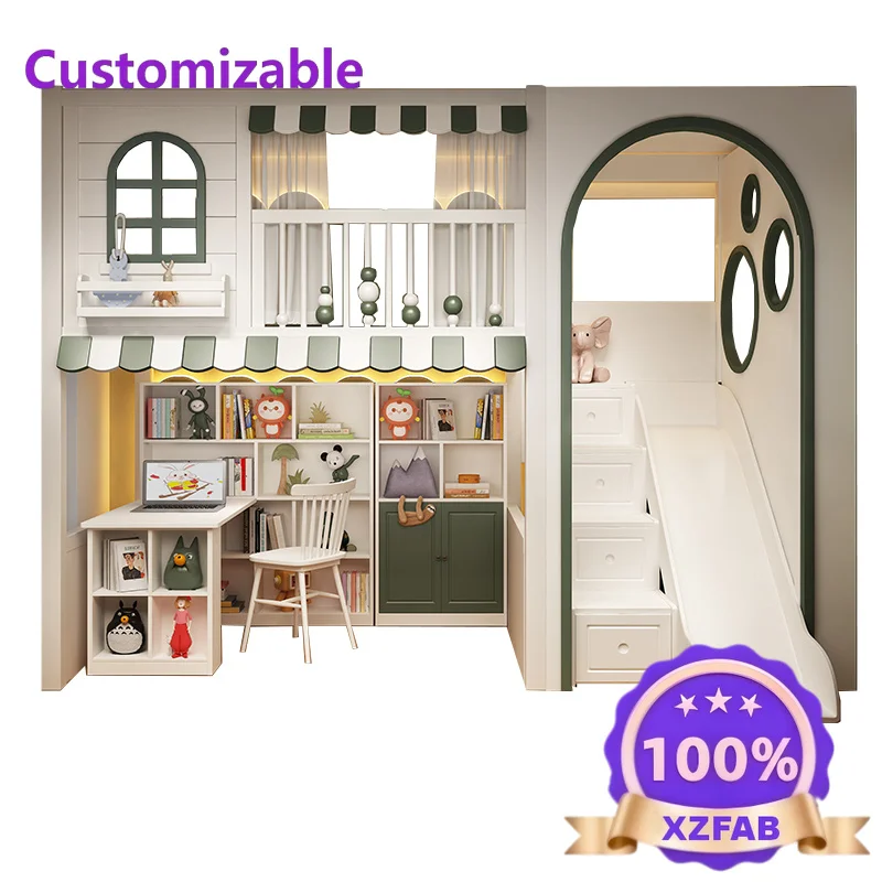 Factory Direct 2026 All solid wood on the bed and off the table combination bed with  same width multi-functional children's bed
