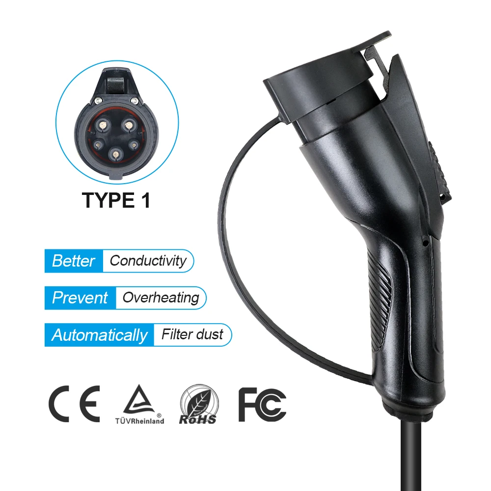 16/32A 3.6/7.2KW EV Charger Plug Adaptor Type 1 SAE J1772 Female Socket For Eletric Vehicle And Charging Station Connector