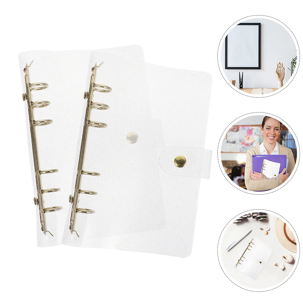 2pcs Pvc Binder Covers Clear Ring Binder Notebook Shell Office Home Use File Folder Ring Binders For Documents Papers