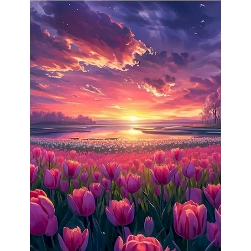 

GATYZTORY 5D DIY Full Diamond Embroidery Flower Field Landscape Rhinestones For Diamond Painting Mosaic For Children Home Decora