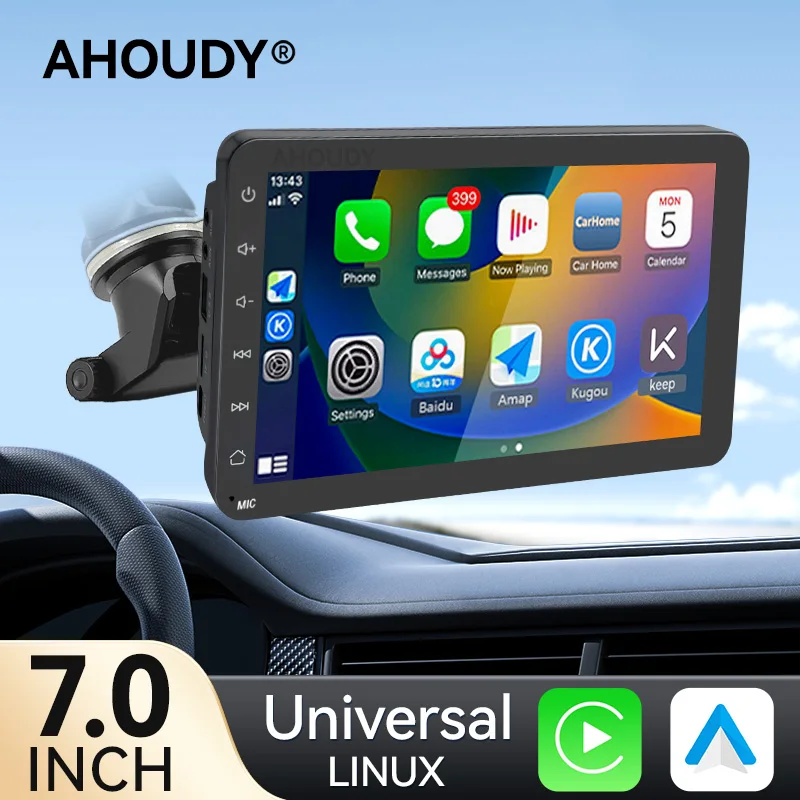 

Ahoudy 7 Inch Car Radio Multimedia Video Player Wireless Carplay Android Auto Touch Screen With Camera