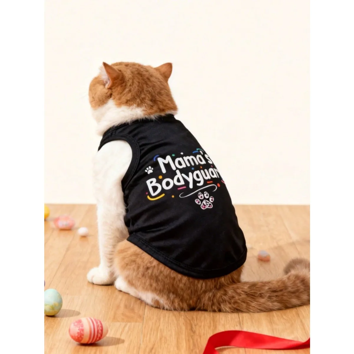 LUCKIE LABO 1-teiliges Set mit Aufdruck „Mom's Bodyguard“, Haustierweste mit Buchstabenmuster, physikalischer Flohabwehrmittel, reduziert Haarausfall – Detail 7
