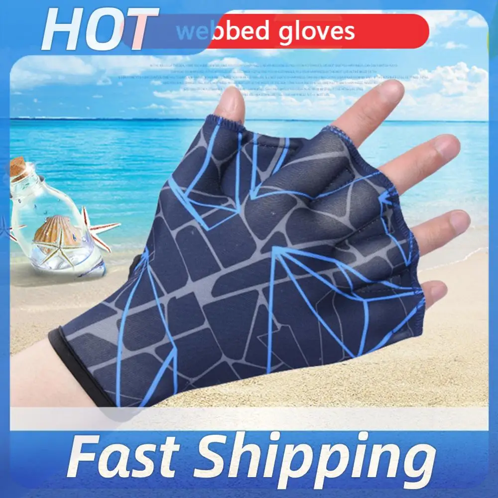 

1 Pair Women Men Swimming Hand Fins Flippers Open Finger Webbed Gloves Paddle S M L Adult Water Sports Mittens