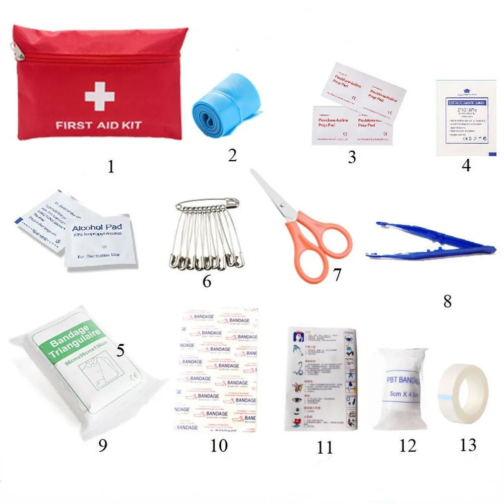 Trousse de premiers soins portable, accessoires médicaux, équipement de camping en plein air, fournitures de survie d'urgence, bandeaux, sac de rangement pour médicaments