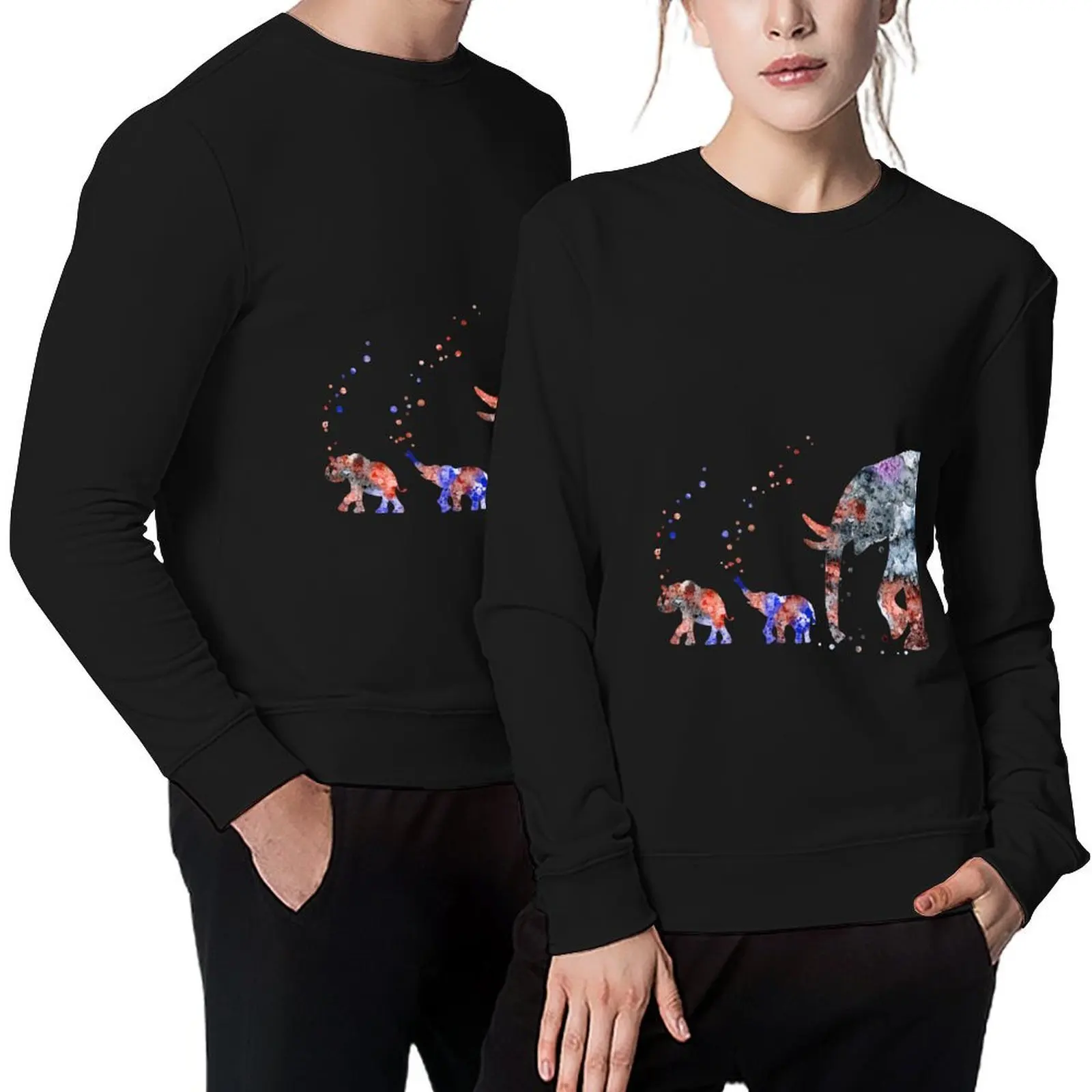 

Mom and babies elephant, elephant family, safari art Pullover graphic t shirts men aesthetic clothing new sweatshirt