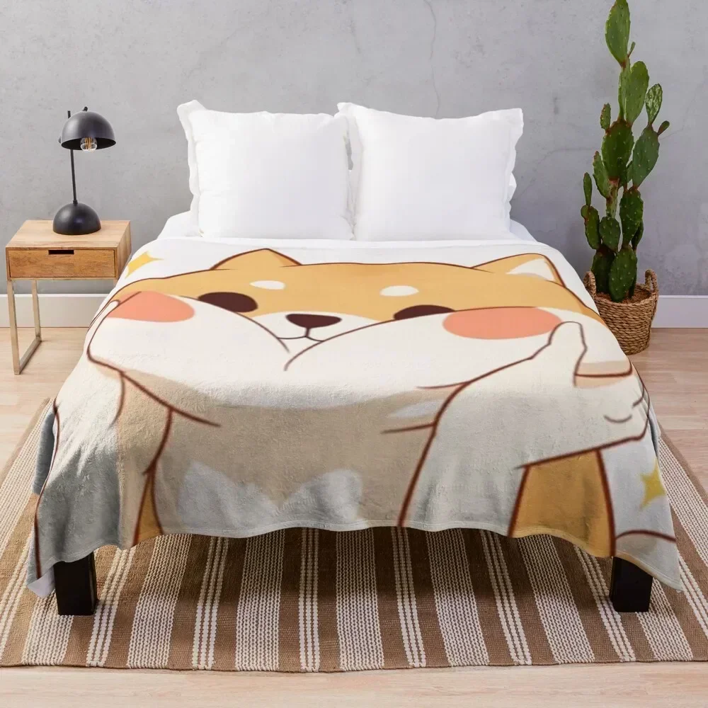 

Kawaii Shiba inu Throw Blanket Multi Purpose Soft Warm Blanket for Home Travel