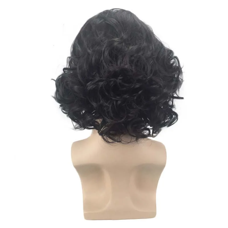 Long Curly Synthetic Wigs Black Wig for Men Cosplay Wigs For Male Wave Hair Fluffy Daily Wear Wig