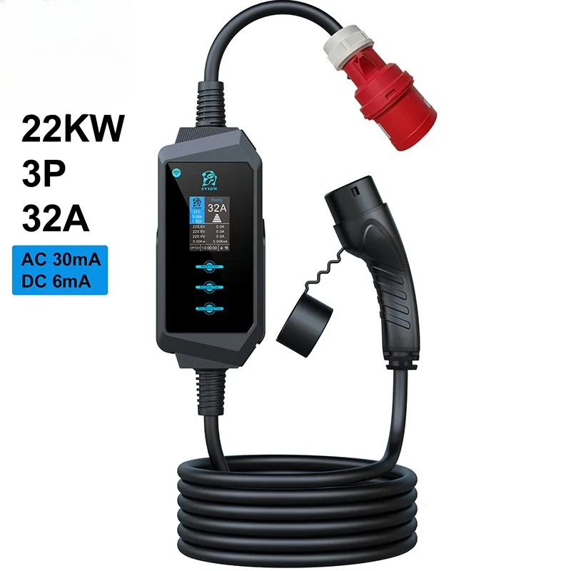 Type 2 AC charger for electric car V2G G2V V2H accessories Phase 3 22kw charger solar ev charging station