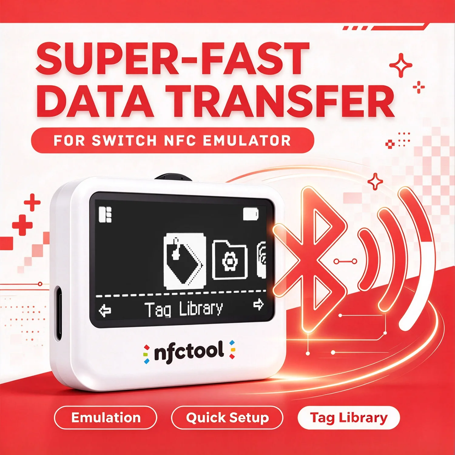 Emulador NFC inteligente Bluetooth com leitura de cartão infinita e ecrã OLED de 1,6 polegadas, acessório portátil para consolas de jogos, compatível com Switch2, 3DS e Wii U.