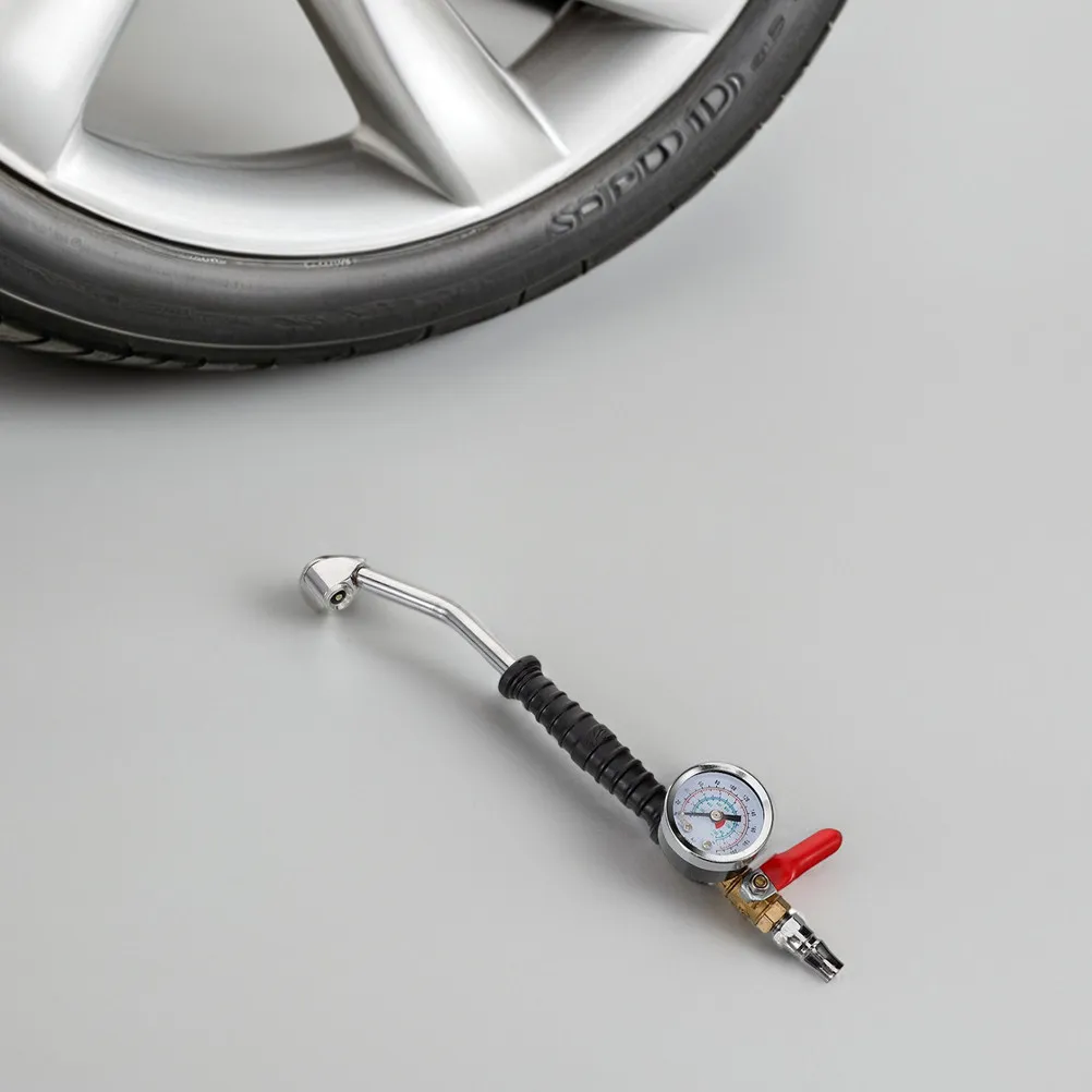

2Pcs Truck Tire Inflator Air Chuck Extended Nozzle Pressure Gauge Quick Connect Coupler Compressor Accessories