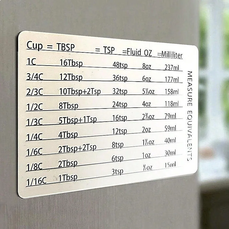 Kitchen Baking Magnetic Measuring Conversion Chart Fridge Magnet Spoon Cup Set Accessories