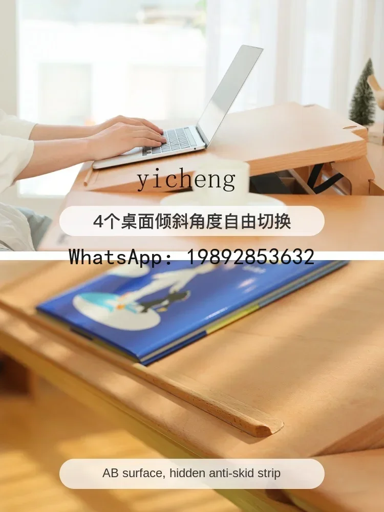 ABC 어린이 초등학생용 조절 가능한 책상 원목 가정용 책상과 의자 세트