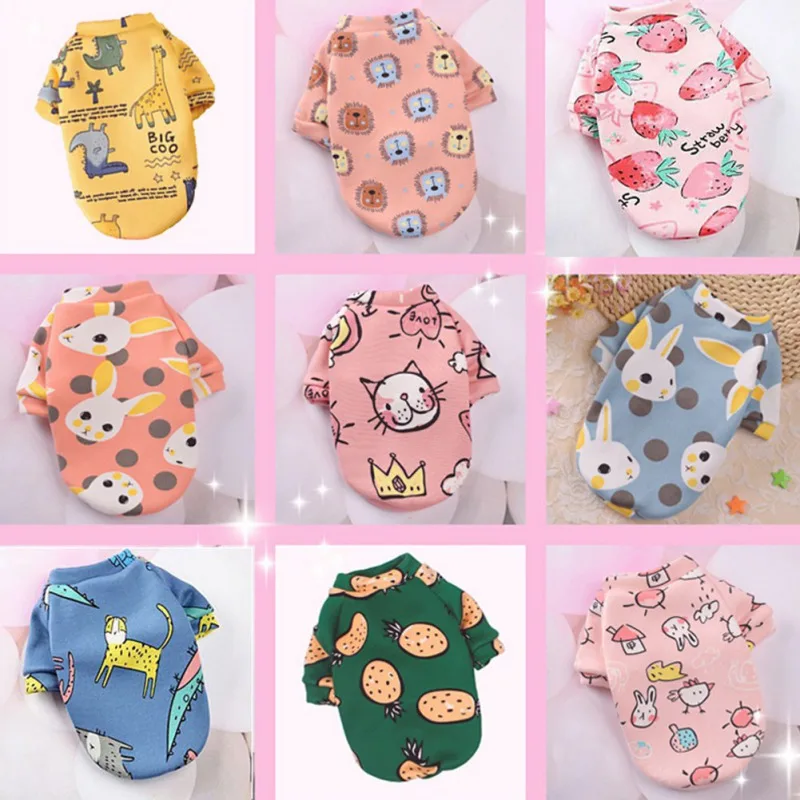 Puppy Cat Hoodies Cute Print Pullover Dog Sweatshirt Warm Fleece Pet Clothes For Chihuahua Shih Tzu Pug Corgi Casual Wear Appare