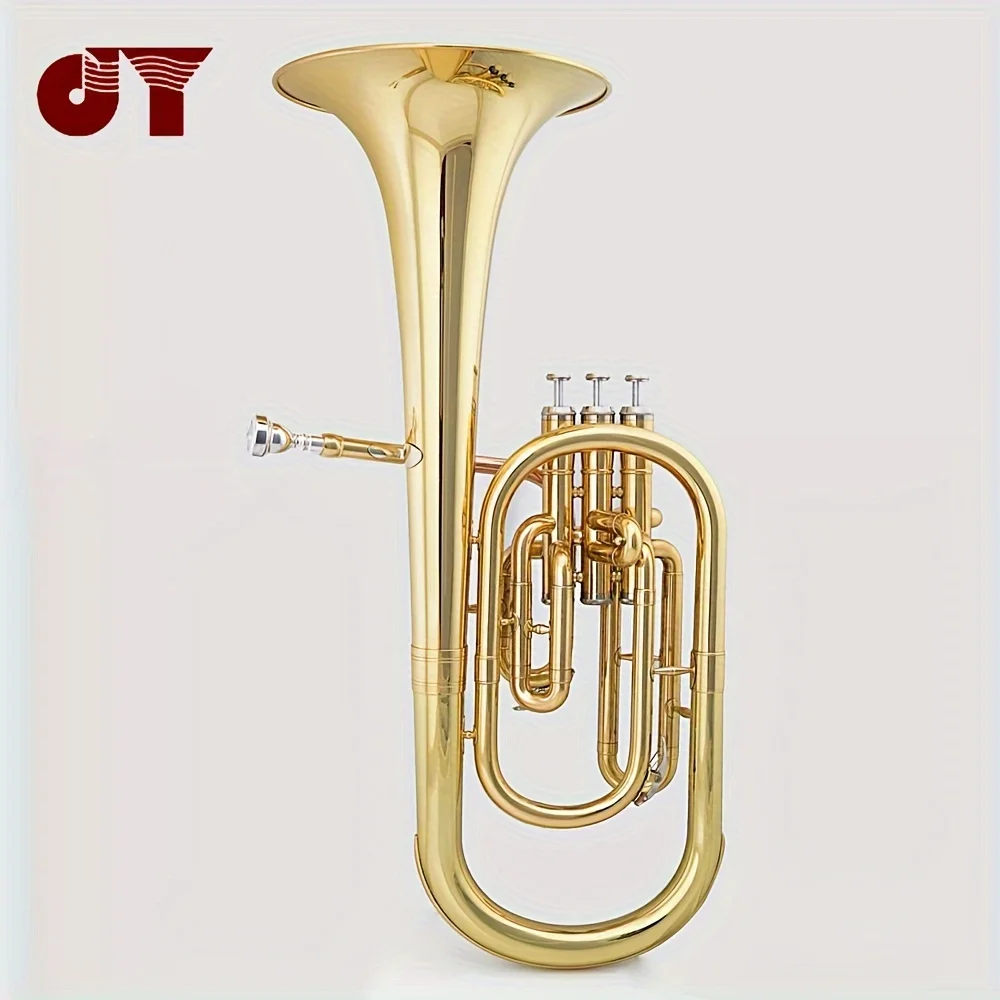 JYAH-E100G Alto Trumpet E flat Brass Lacquered Golden Alto Horn 3 Vertical Key Professional EB Alto Horn Beginner Band