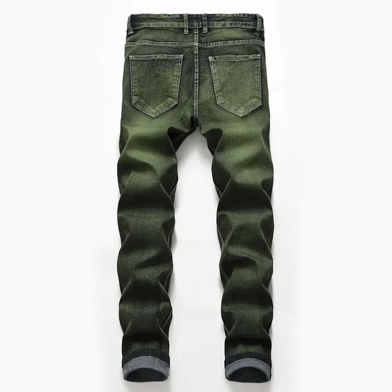 Jeans Denim Men New Green Stretch Plus Size Casual Straight Fashion Brand Classic High Quality Pants