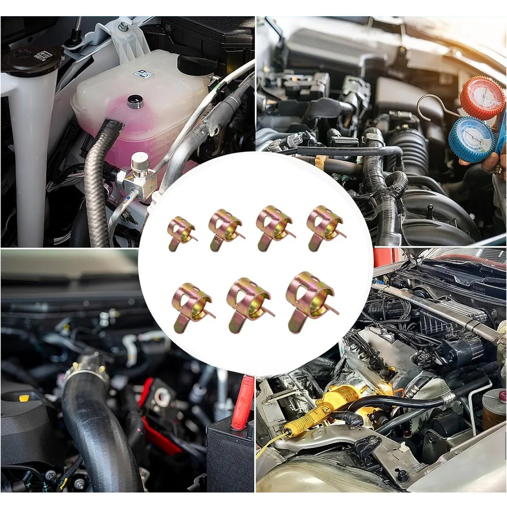 140pcs Black Spring Steel Hose Clamps Zinc Coated 6mm-22mm for Fuel Vacuum Water Tube Fitting Automotive Marine