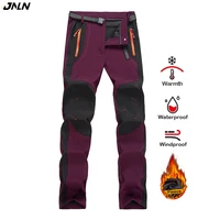 JNLN, pantalones de lana de invierno para mujer, pantalones cálidos impermeables para senderismo, Camping al aire libre, escalada, esquí, pantalones de lluvia a prueba de viento de concha suave