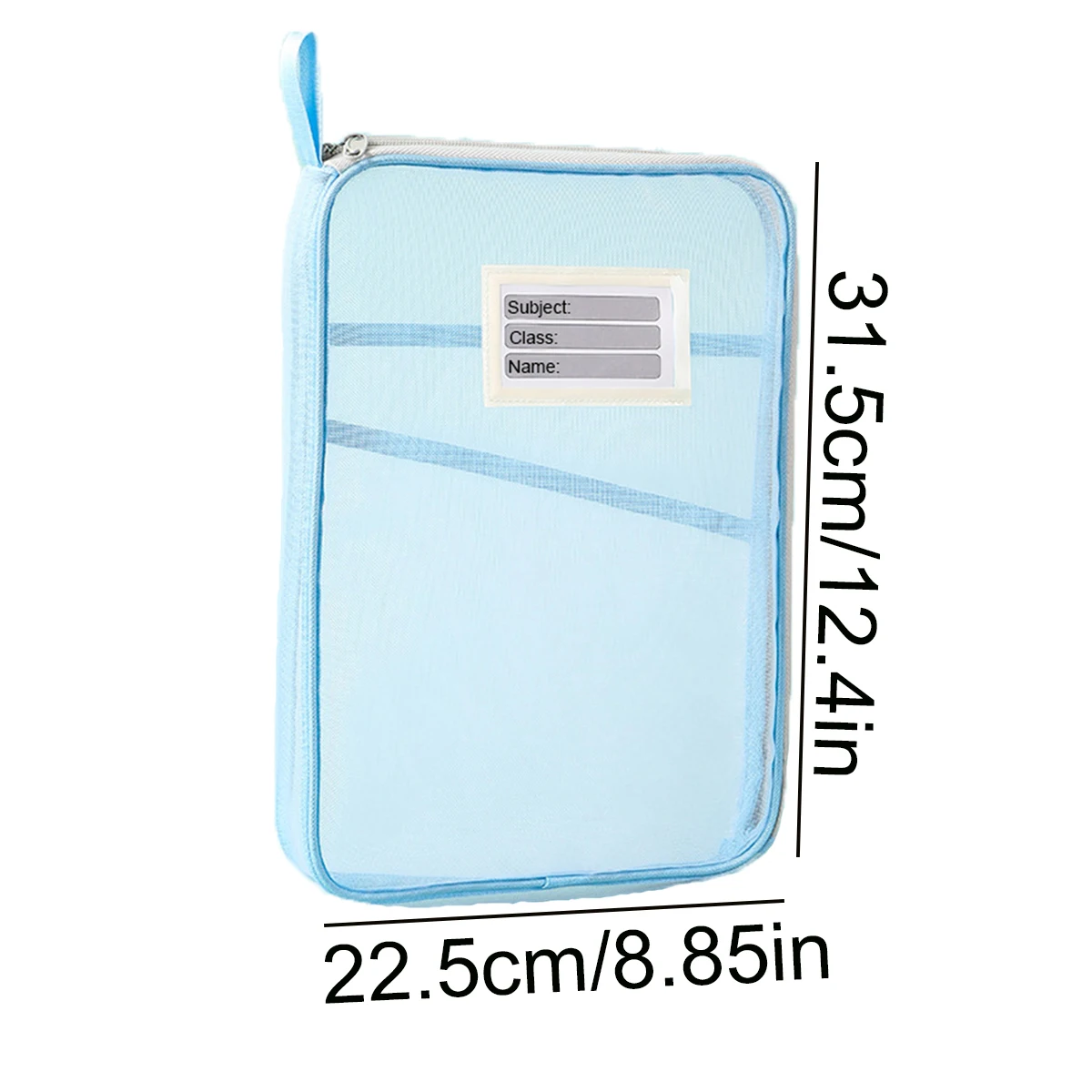 Mesh Subject File Organizer, Zipper Pouch with Label Tag for Student Exam & Office Portable Document Storage